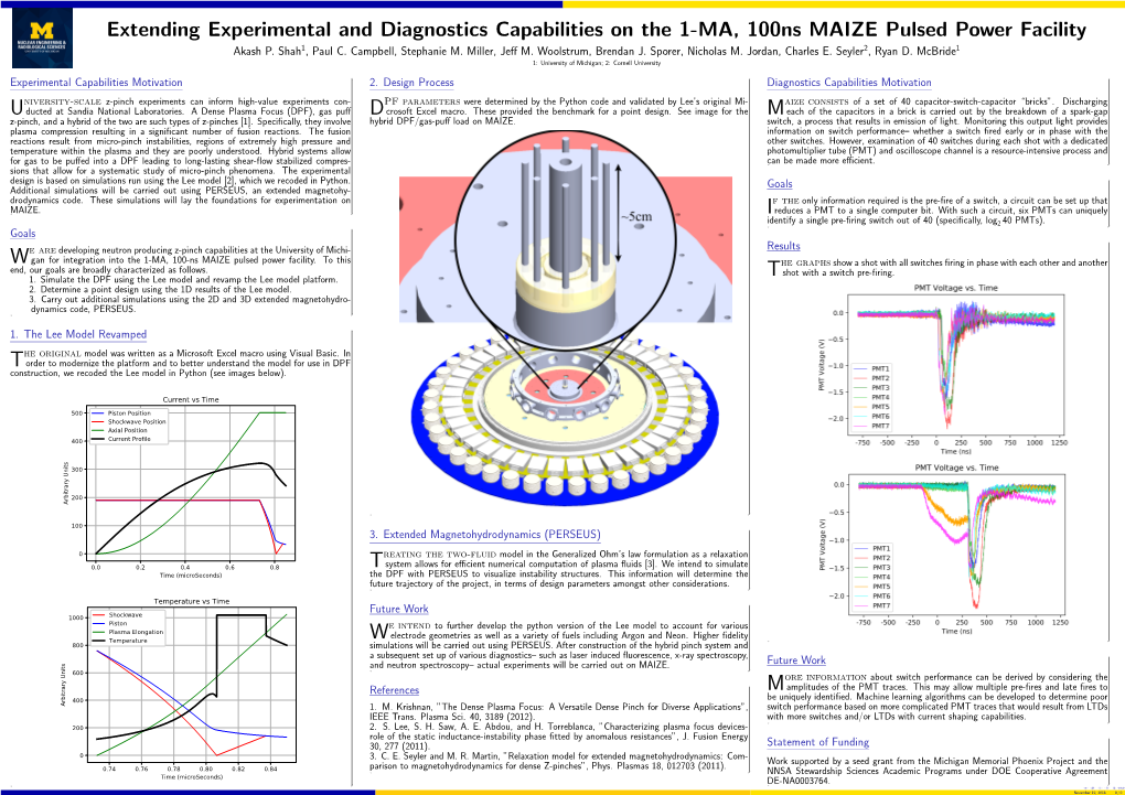 Extending Experimental and Diagnostics Capabilities on the 1-MA, 100Ns MAIZE Pulsed Power Facility Akash P