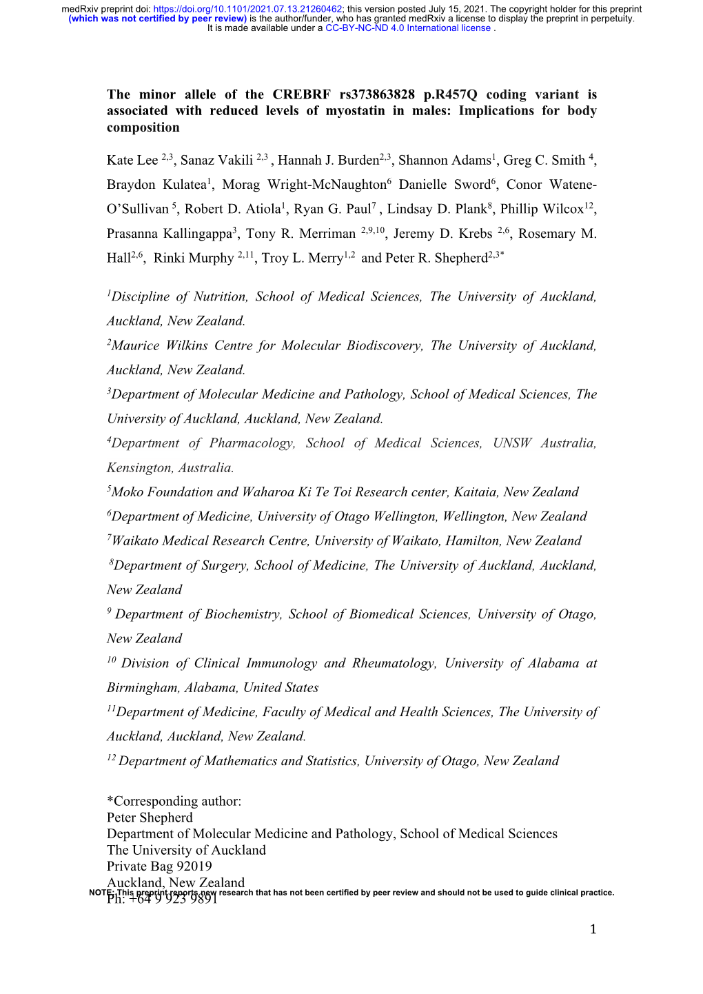 The Minor Allele of the CREBRF Rs373863828 P.R457Q Coding Variant Is Associated with Reduced Levels of Myostatin in Males: Implications for Body Composition