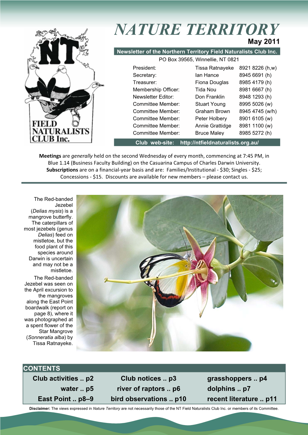 NATURE TERRITORY May 2011 Newsletter of the Northern Territory Field Naturalists Club Inc