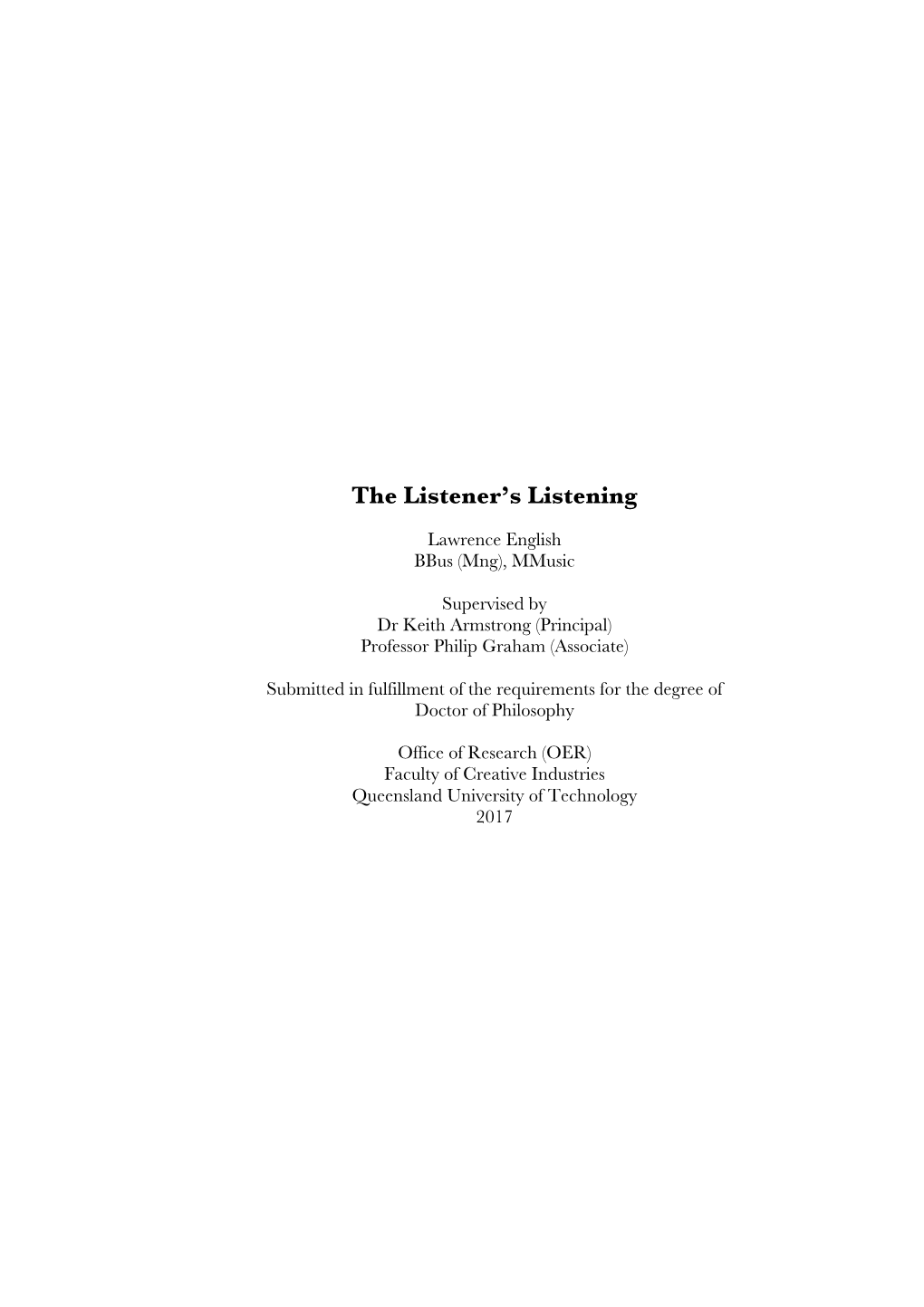 Lawrence English Thesis