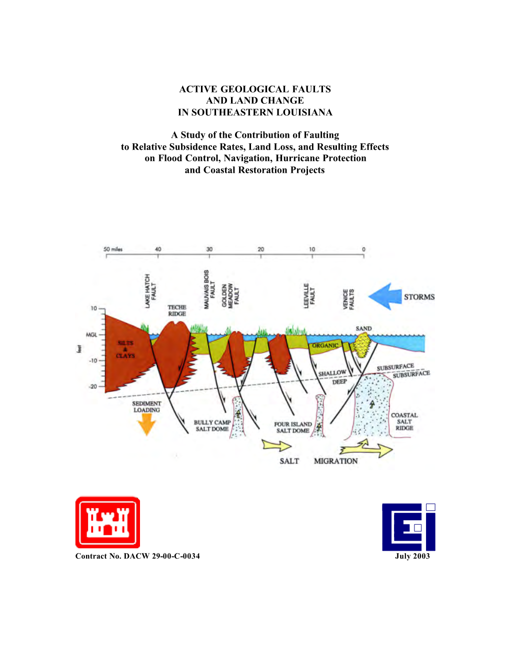 ACTIVE GEOLOGICAL FAULTS and LAND CHANGE in SOUTHEASTERN LOUISIANA a Study of the Contribution of Faulting to Relative Subsidenc