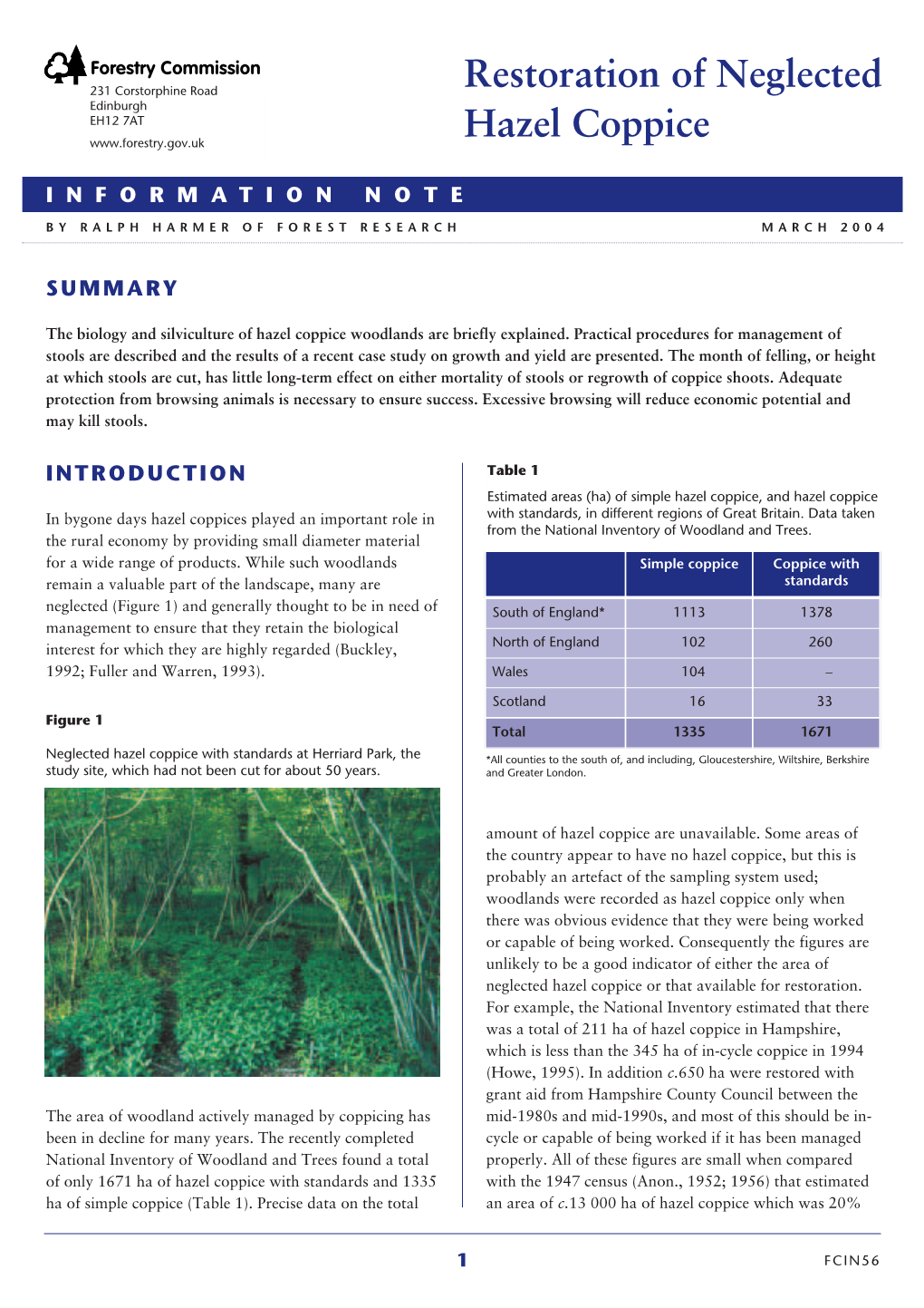 Forestry Commisson Restoration of Neglected Hazel Coppice