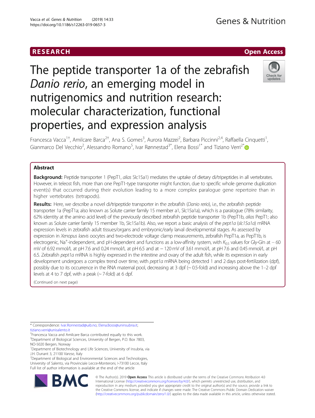 The Peptide Transporter 1A of the Zebrafish Danio Rerio, an Emerging