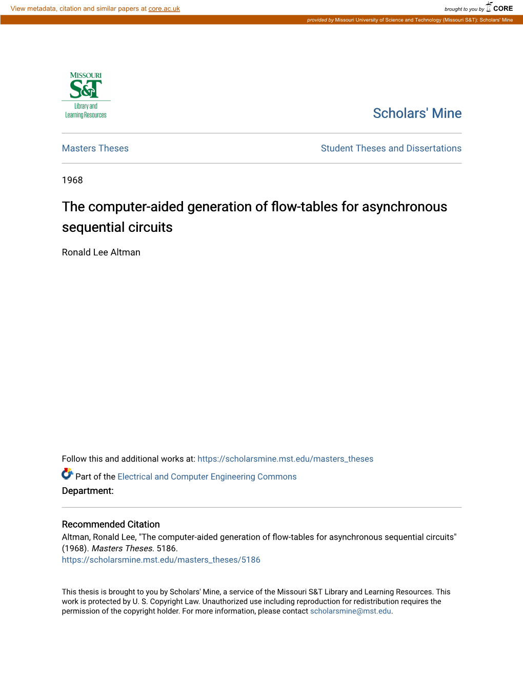 The Computer-Aided Generation of Flow-Tables for Asynchronous Sequential Circuits