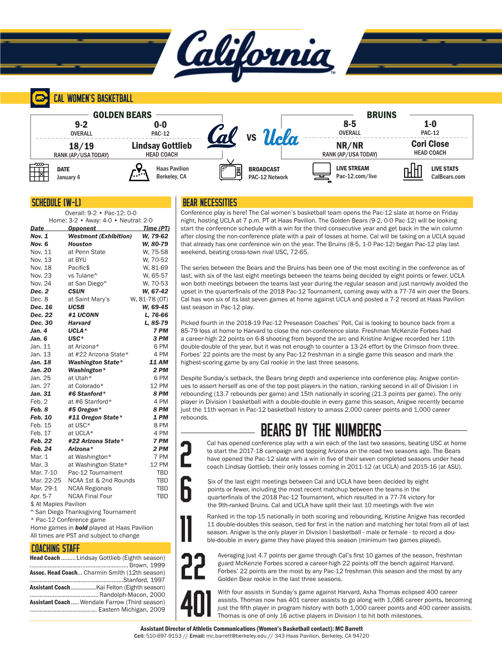 BEARS by the NUMBERS Feb