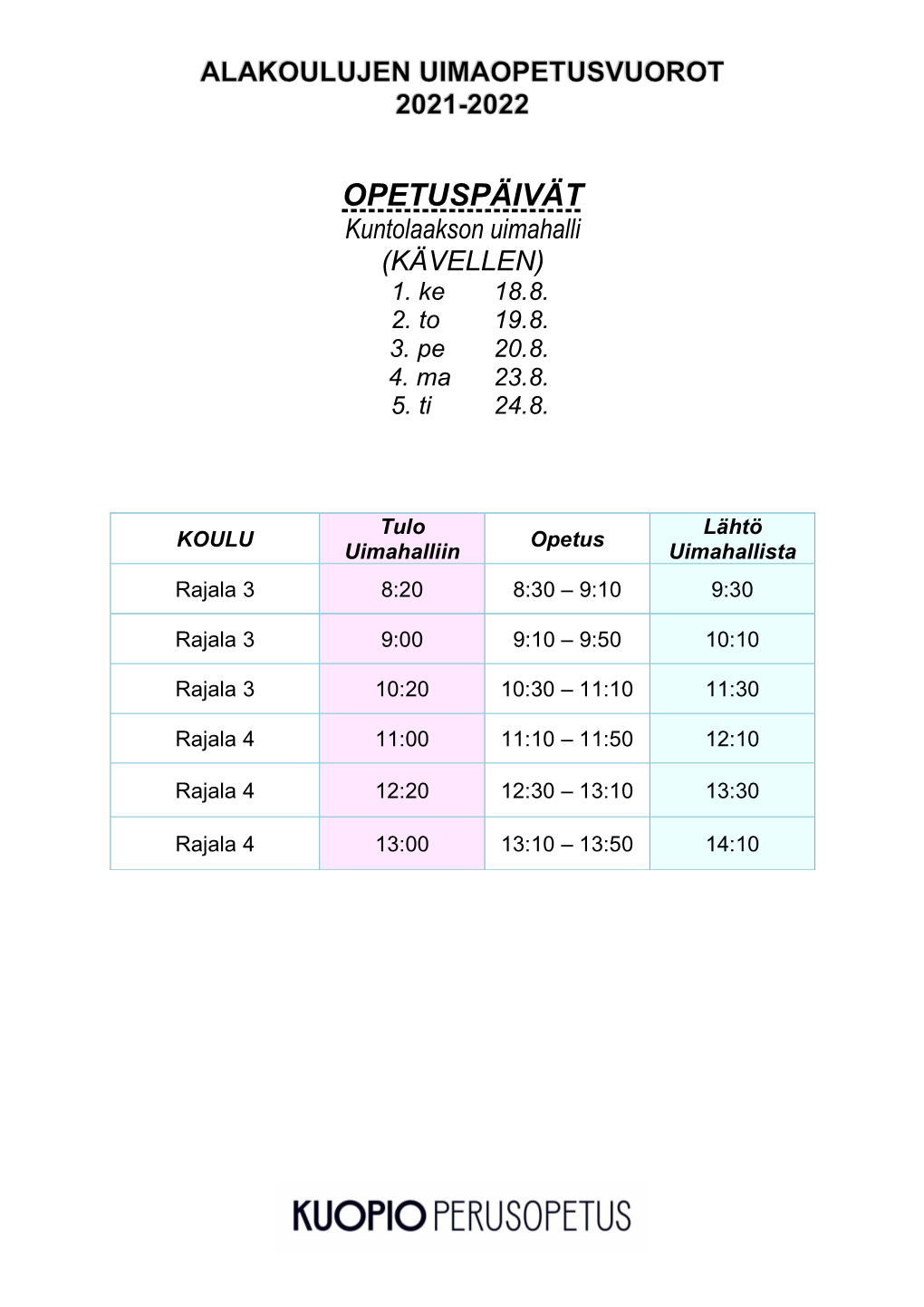 Uimaopetusvuorot 2021-22.Pdf 883,2 Kt