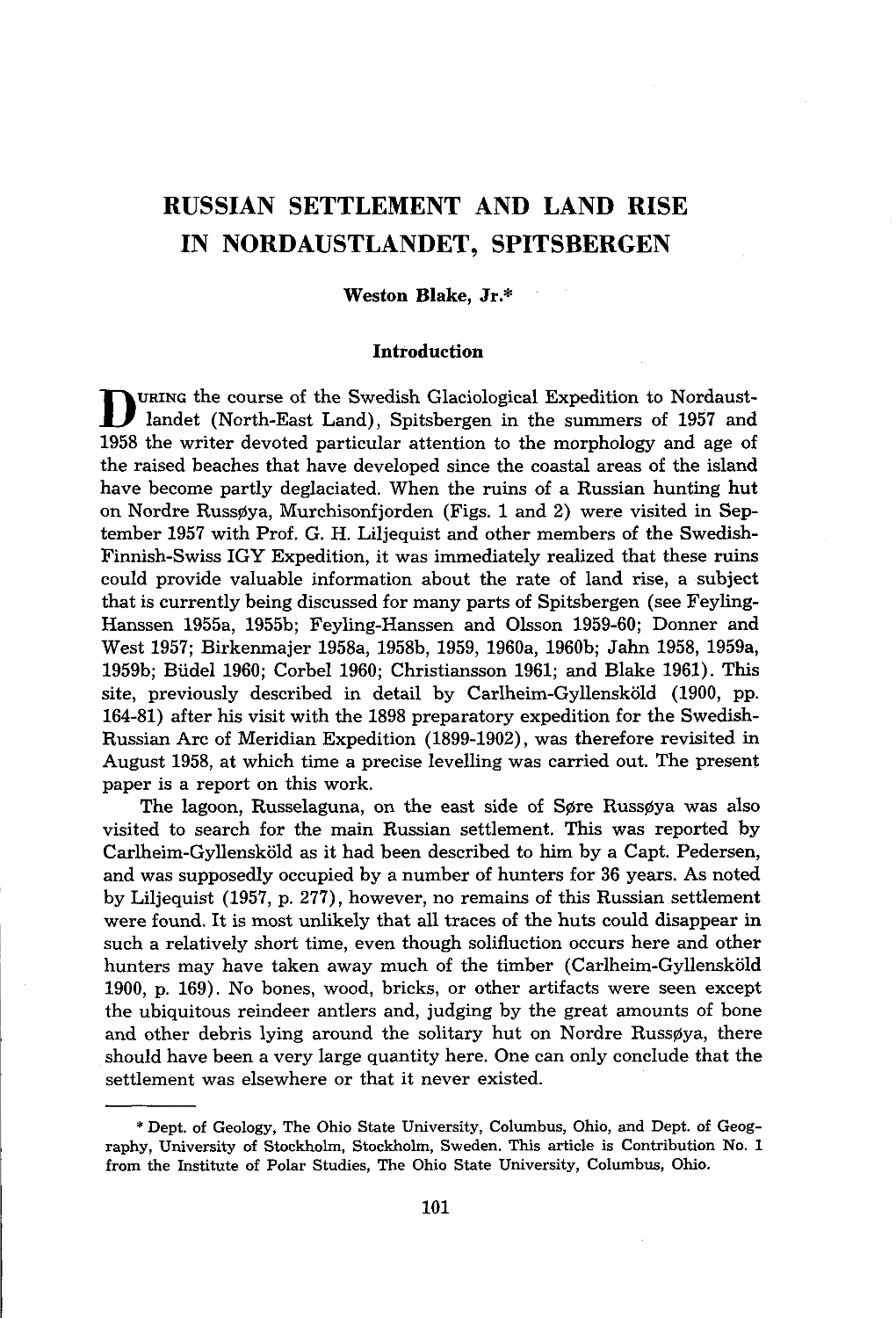 Russian Settlement and Land Rise in Nordaustlandet