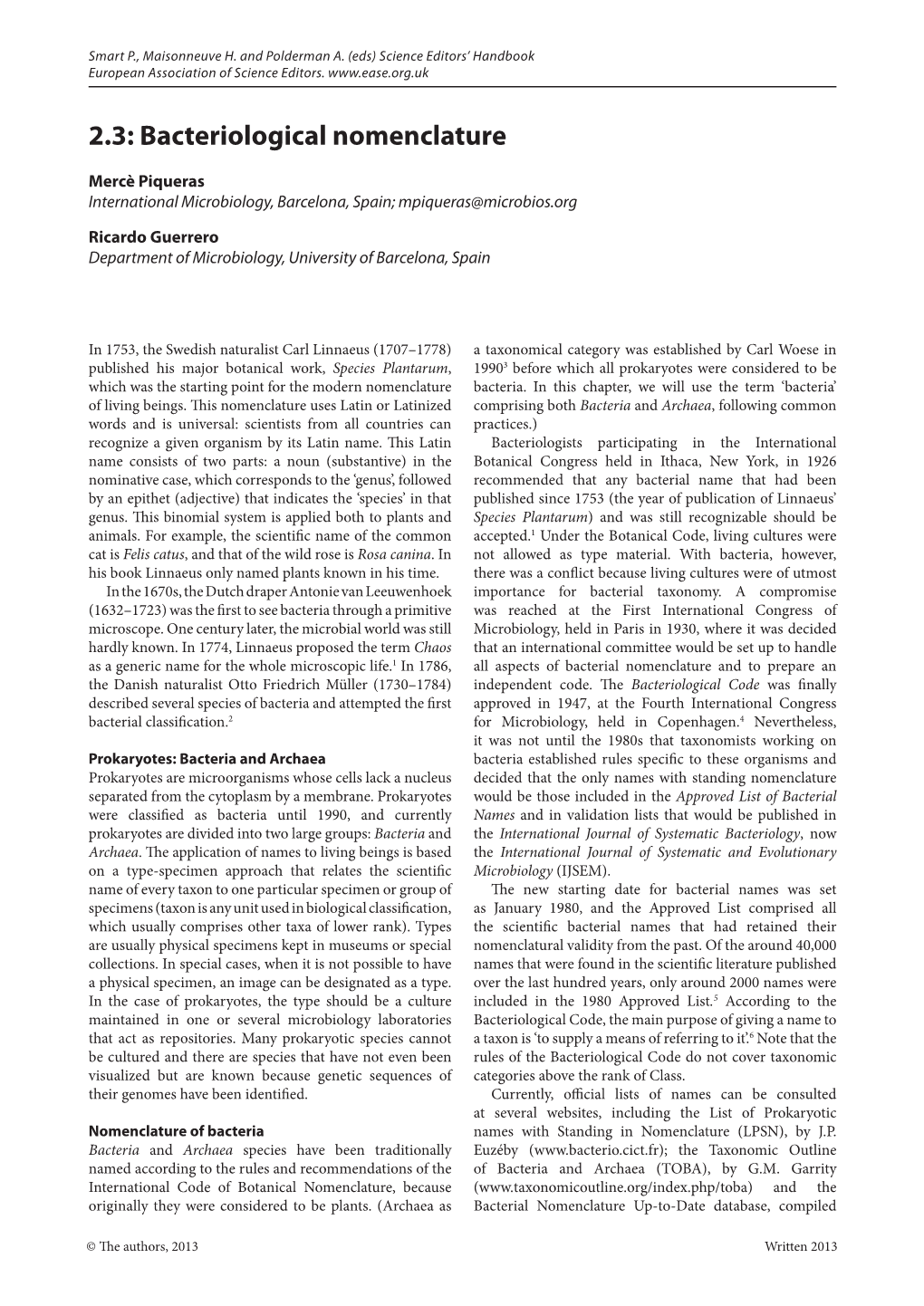 Bacteriological Nomenclature