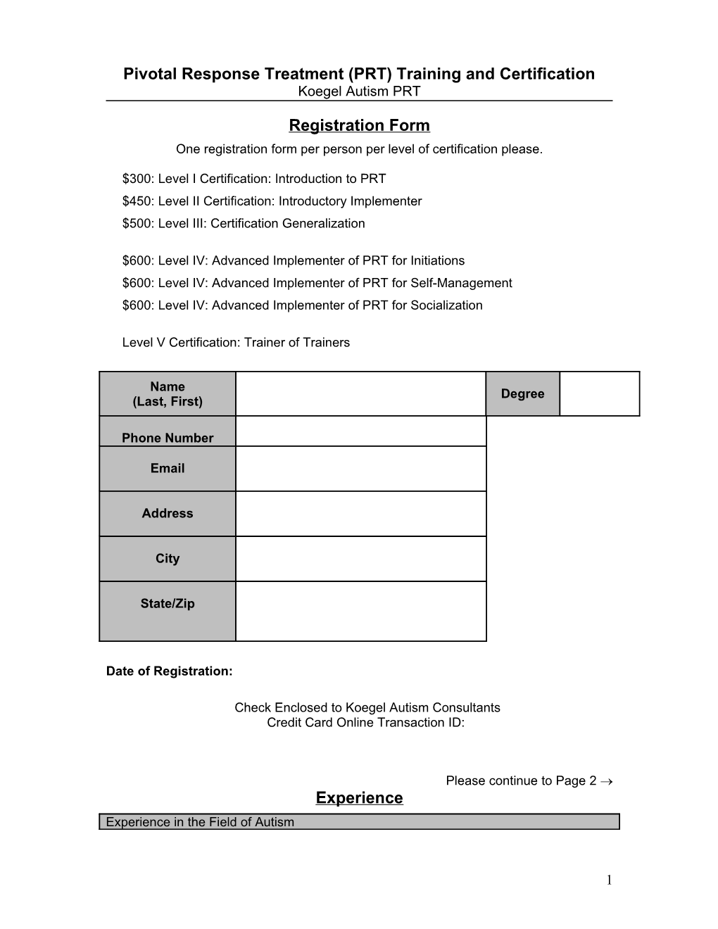 Pivotal Response Treatment Certification