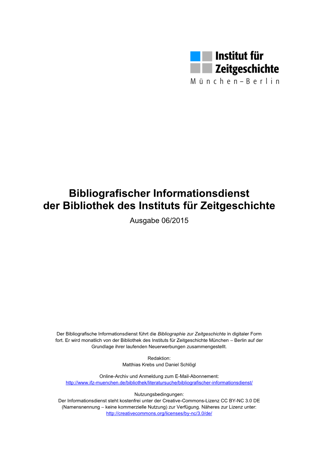 Bibliografischer Informationsdienst 06/2015