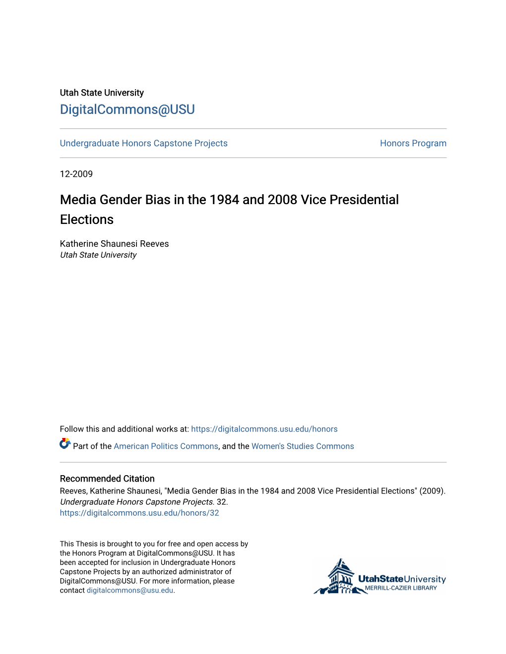 Media Gender Bias in the 1984 and 2008 Vice Presidential Elections