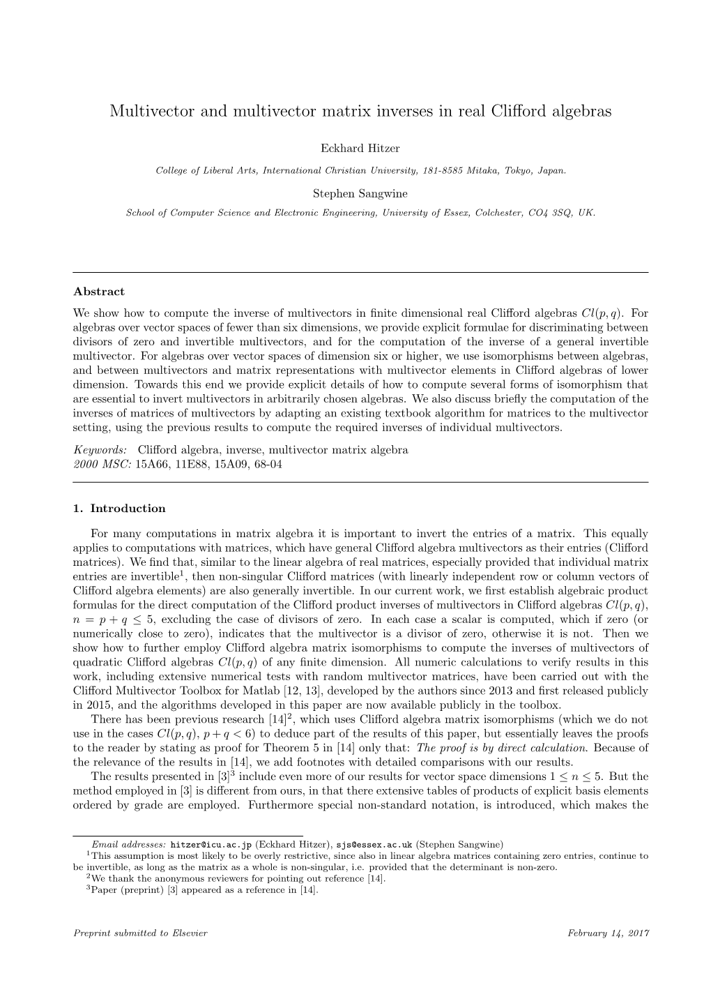 Multivector and Multivector Matrix Inverses in Real Clifford Algebras