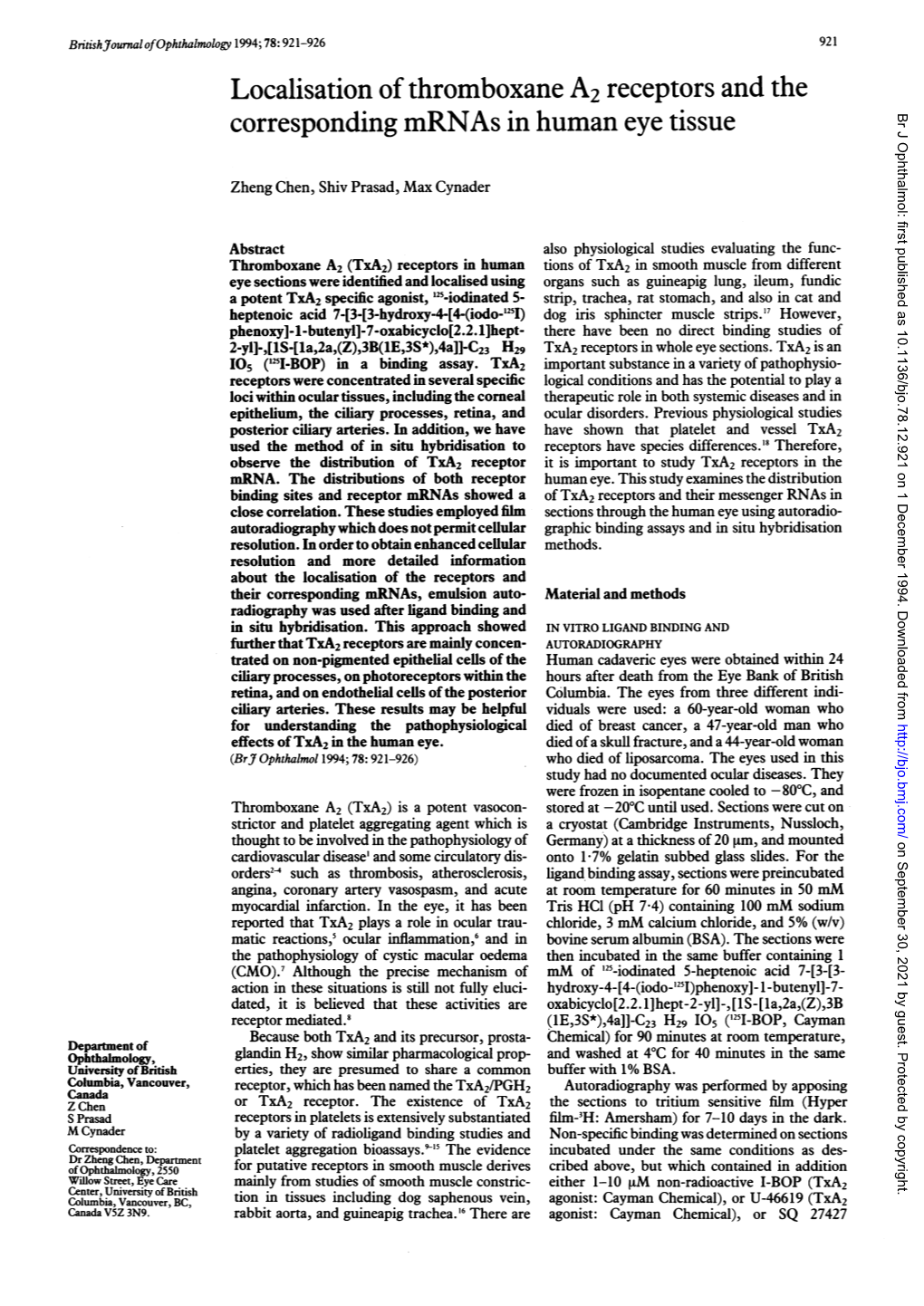 Corresponding Mrnasin Human Eye Tissue