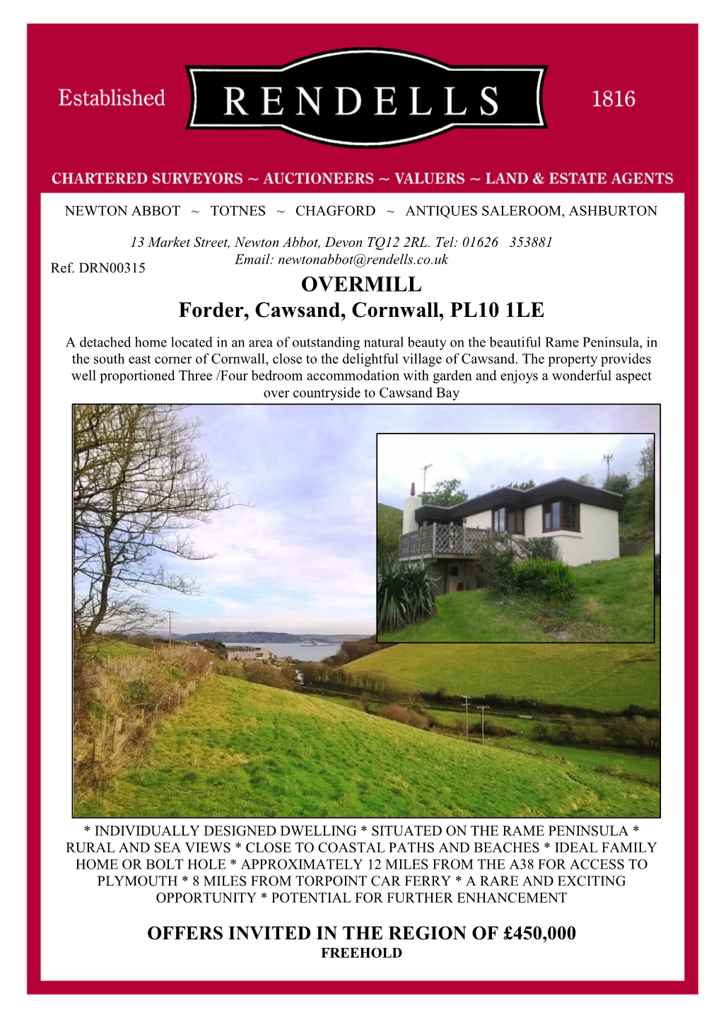 OVERMILL Forder, Cawsand, Cornwall, PL10