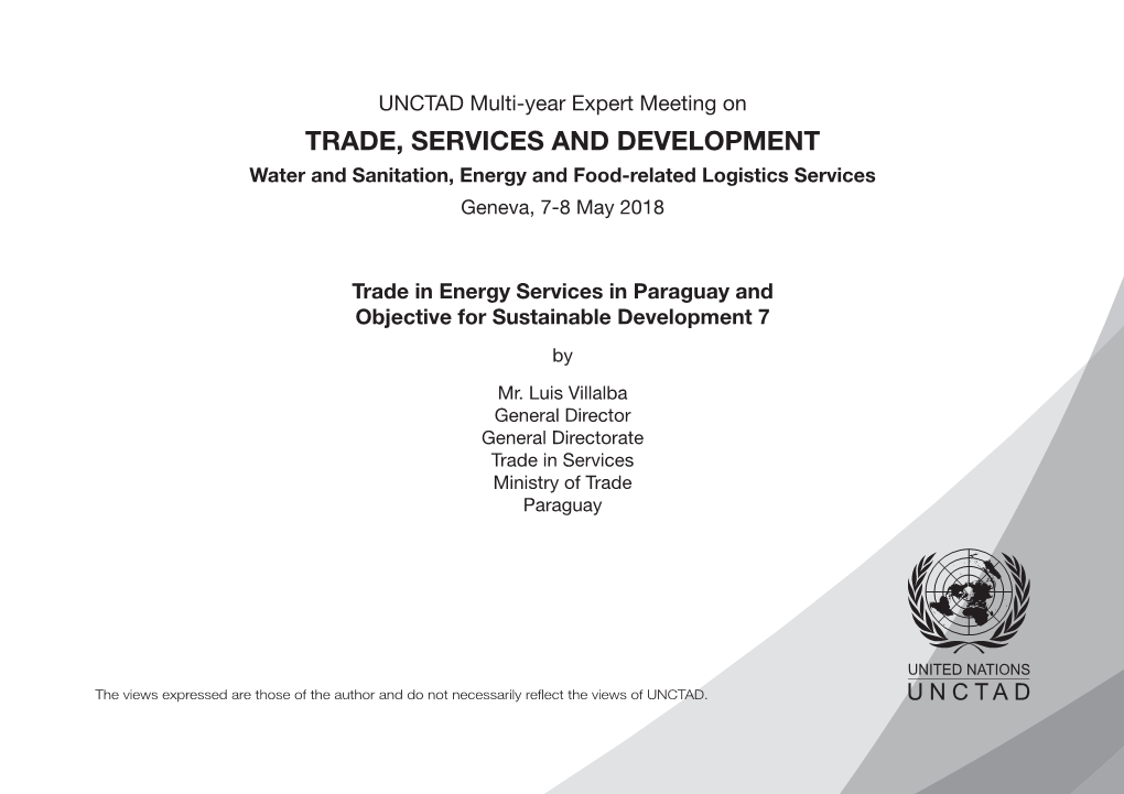Trade in Energy Services in Paraguay and Objective for Sustainable Development 7 By
