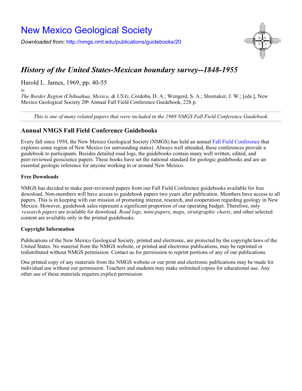 History of the United States-Mexican Boundary Survey--1848-1955 Harold L