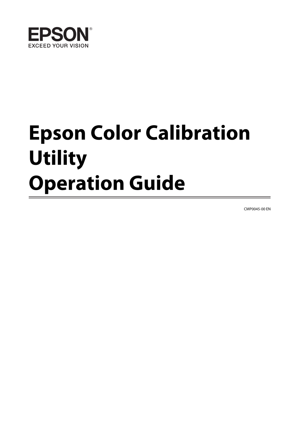 Epson Color Calibration Utility Operation Guide