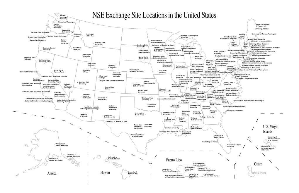 NSE Exchange Site Locations in the United States
