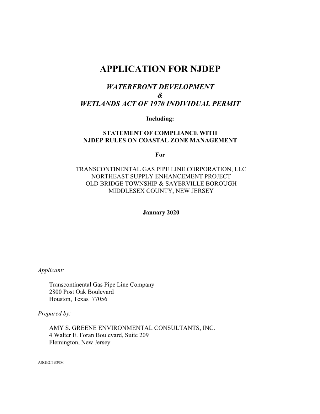 Application for Njdep