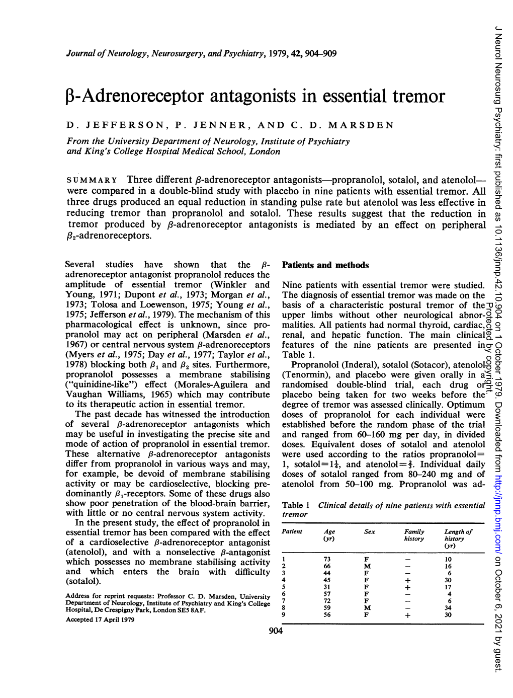 Adrenoreceptor Antagonistsin Essential Tremor