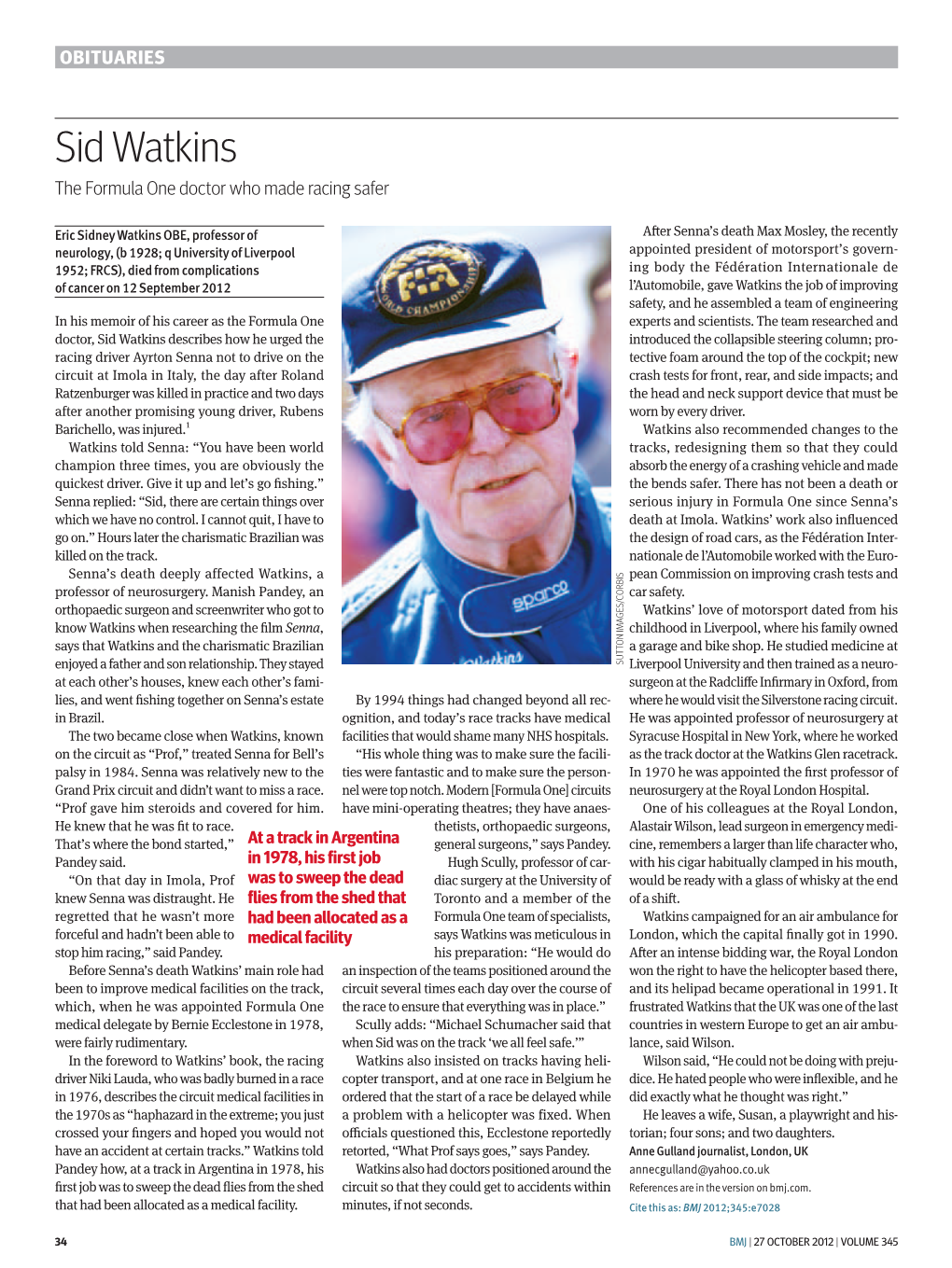 Sid Watkins the Formula One Doctor Who Made Racing Safer