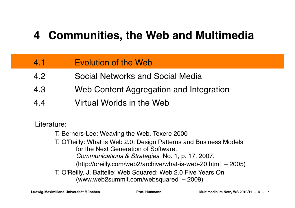 4 Communities, the Web and Multimedia