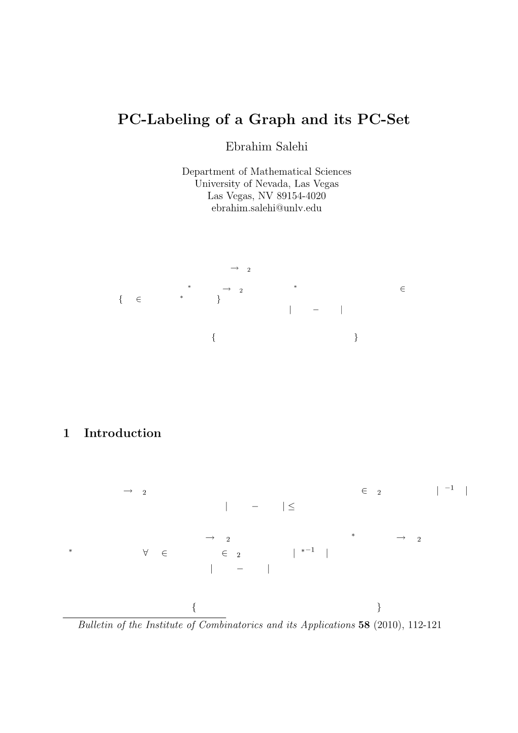 PC-Labeling of a Graph and Its PC-Set