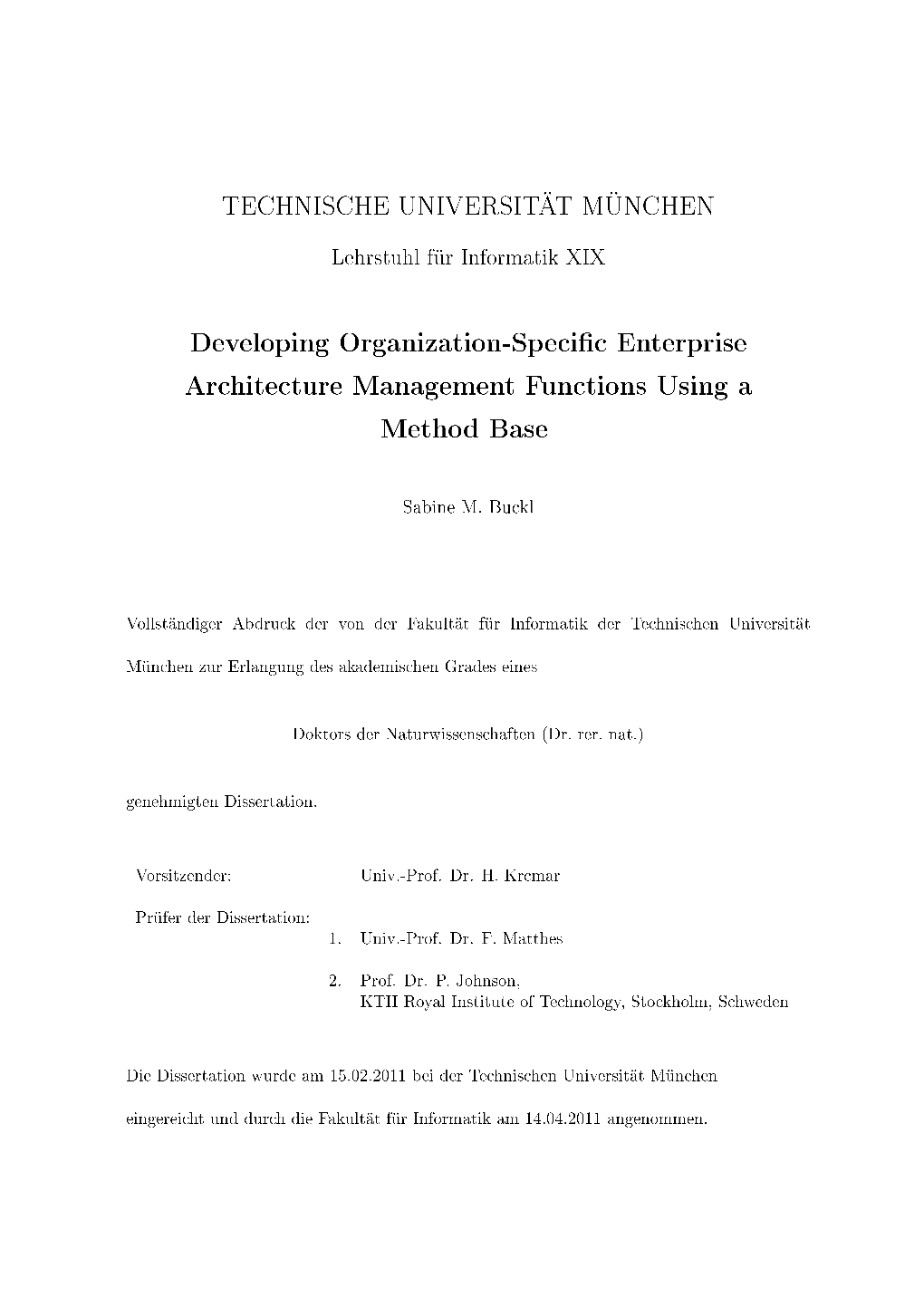 Developing Organization-Specific Enterprise Architecture Management Functions Using a Method Base