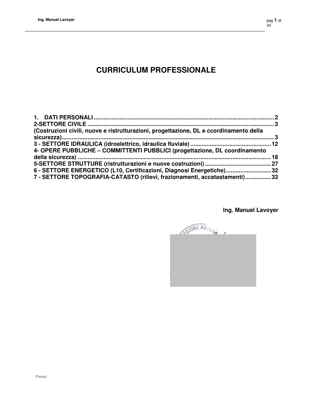 Curriculum Professionale