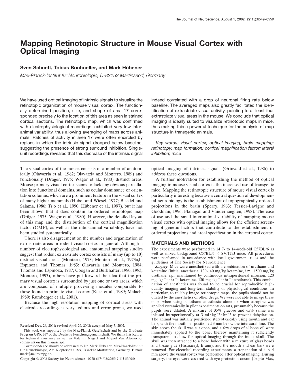 Mapping Retinotopic Structure in Mouse Visual Cortex with Optical Imaging