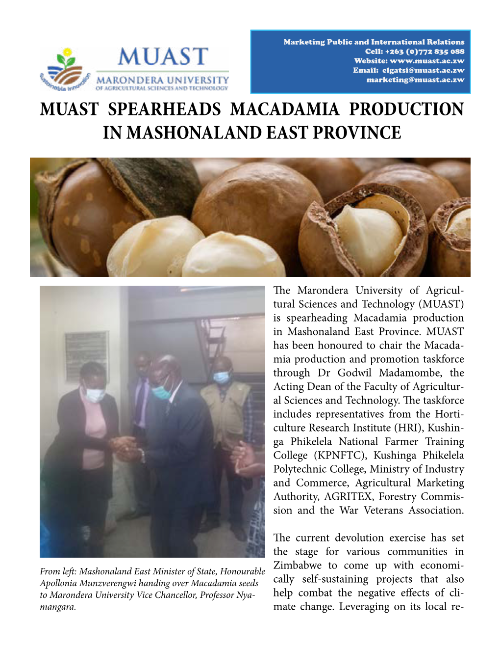 Muast Spearheads Macadamia Production in Mashonaland East Province