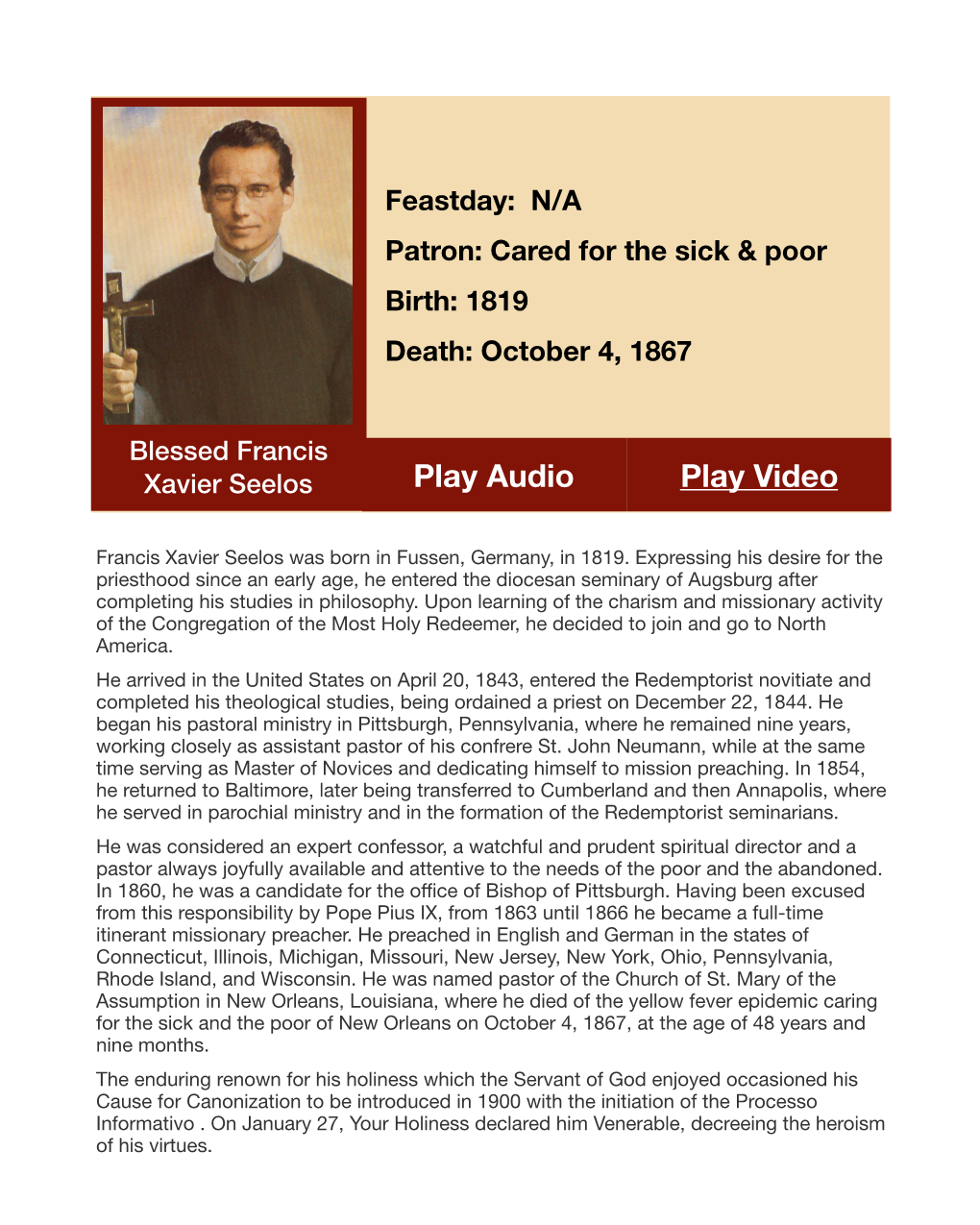 Blessed Francis Xavier Seelos PDF