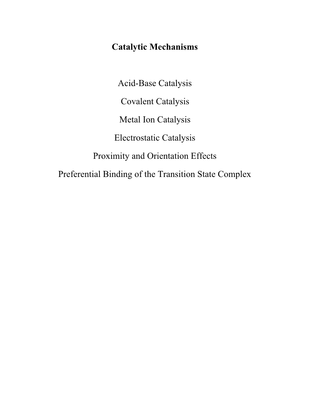 Metal Ion Catalysis