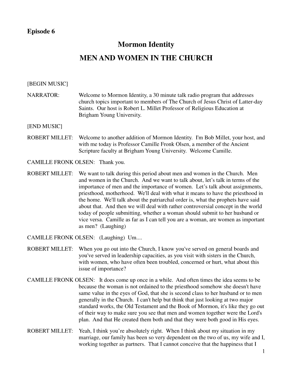 Mormon Identity MEN and WOMEN in the CHURCH