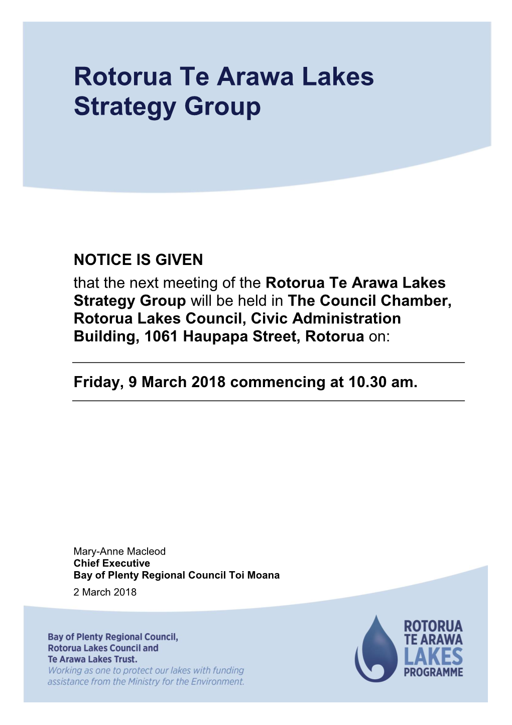 Rotorua Te Arawa Lakes Strategy Group