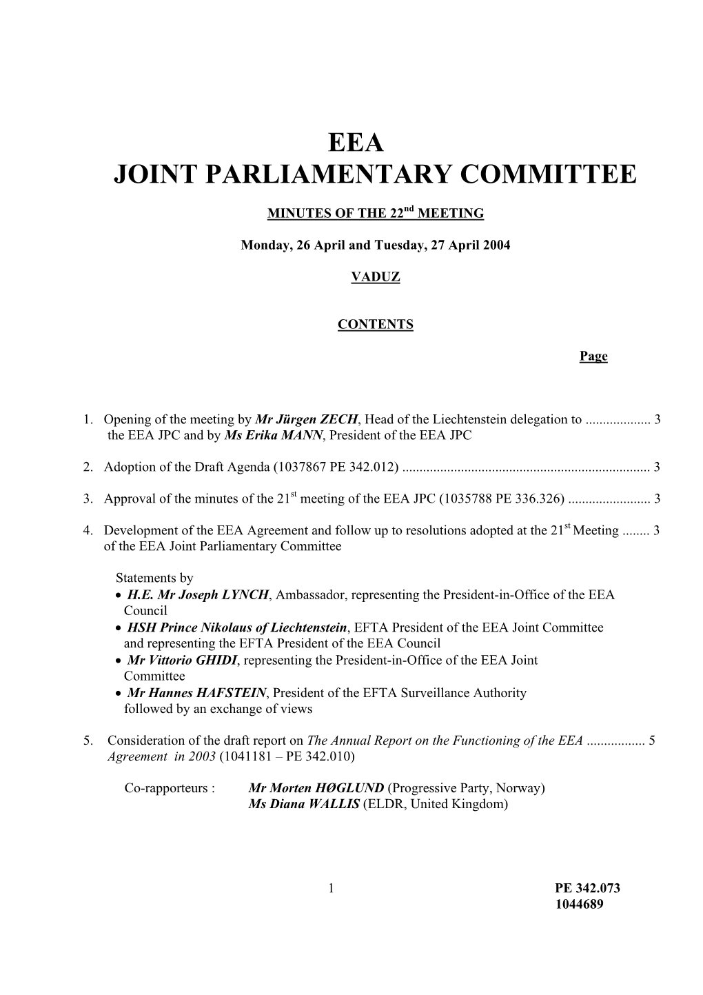 Eea Joint Parliamentary Committee