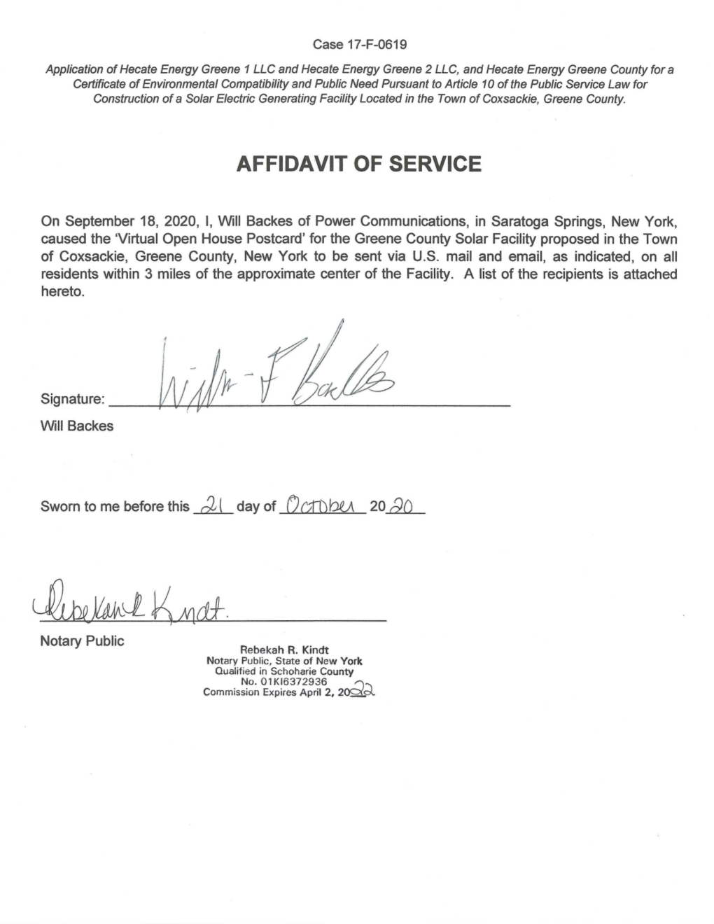 Affidavit of Service