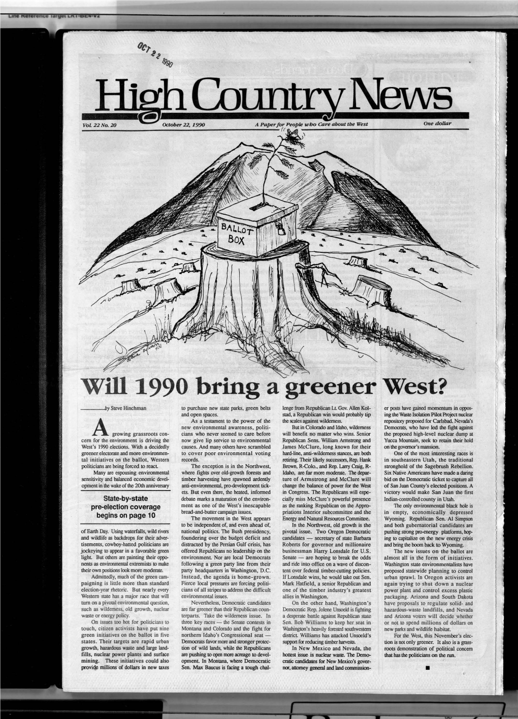 High Country News Vol. 22.20, Oct. 22, 1990