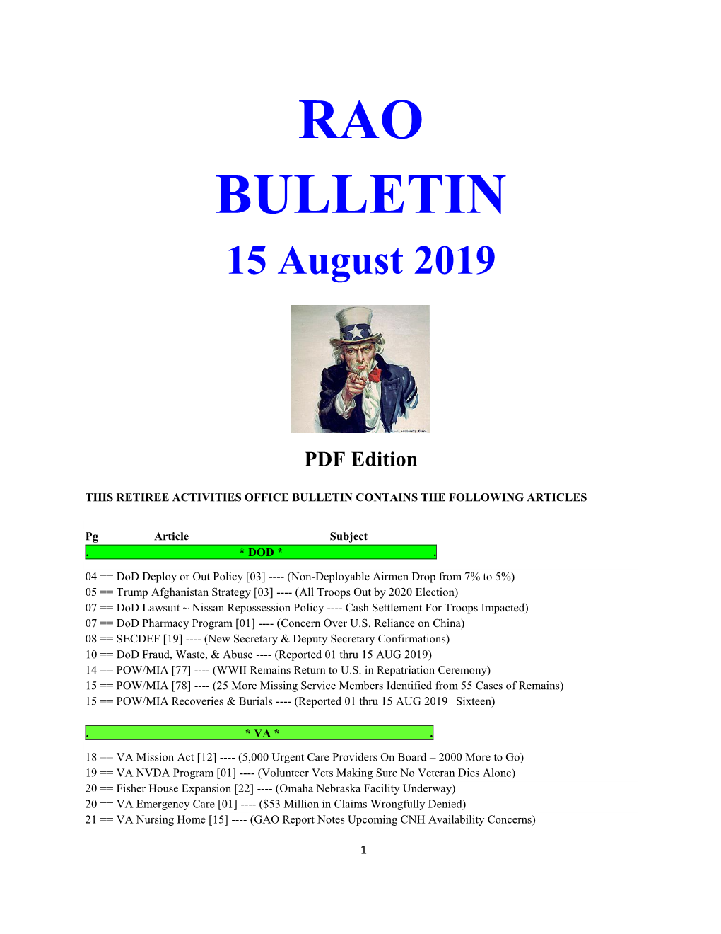 Bulletin 190815 (PDF Edition)