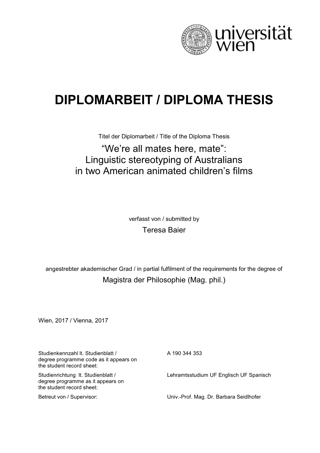 Diplomarbeit / Diploma Thesis