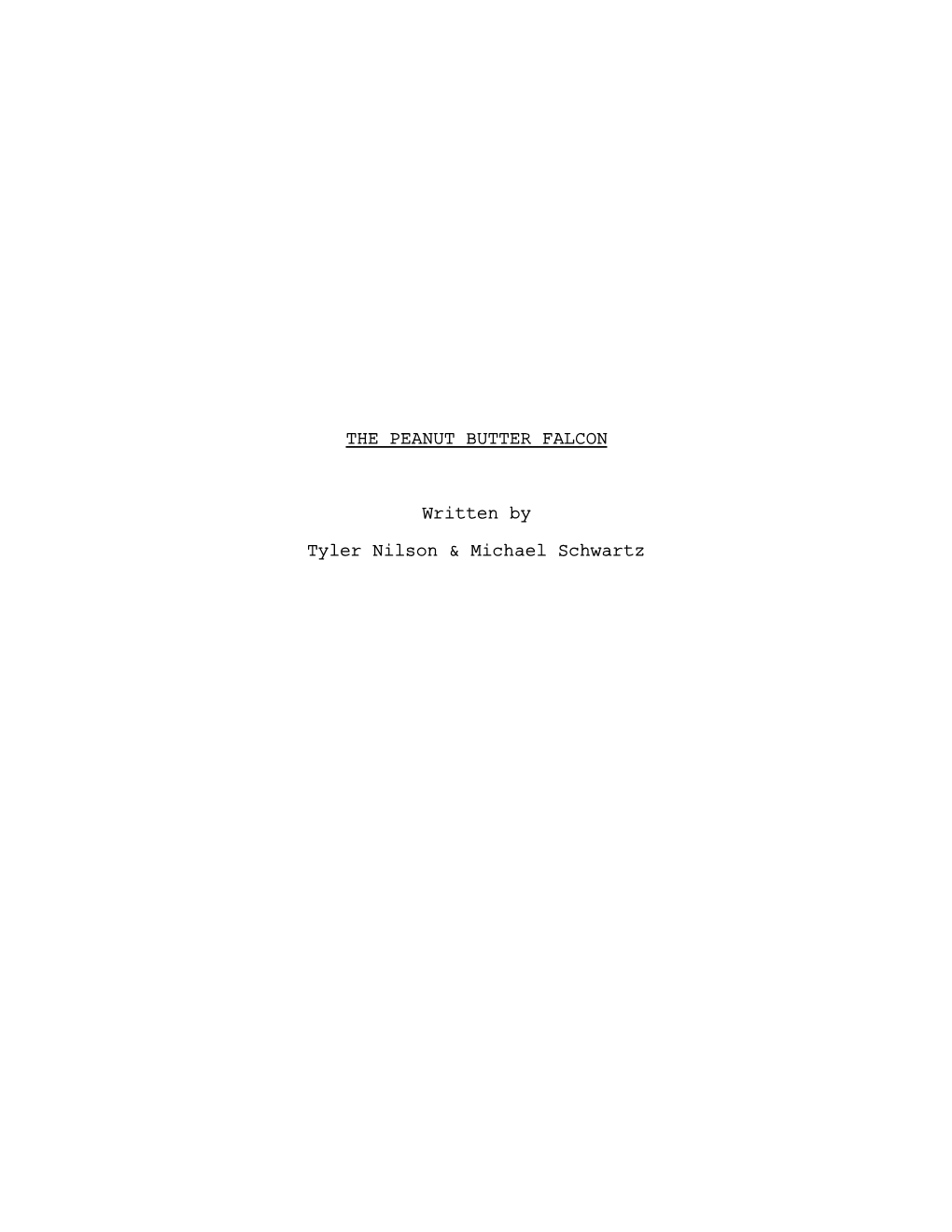 The Peanut Butter Falcon Full Screenplay for Indiewire