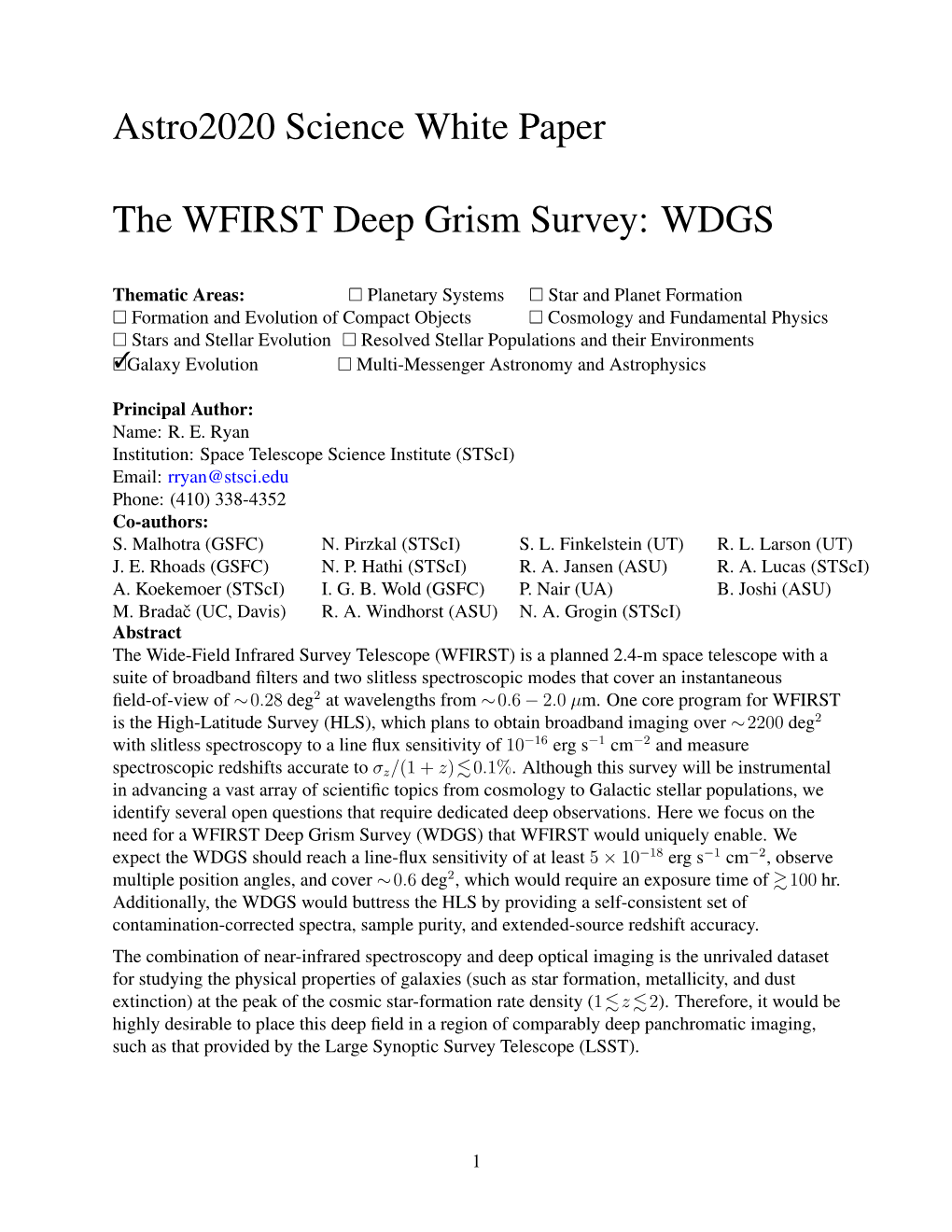 The WFIRST Deep Grism Survey: WDGS