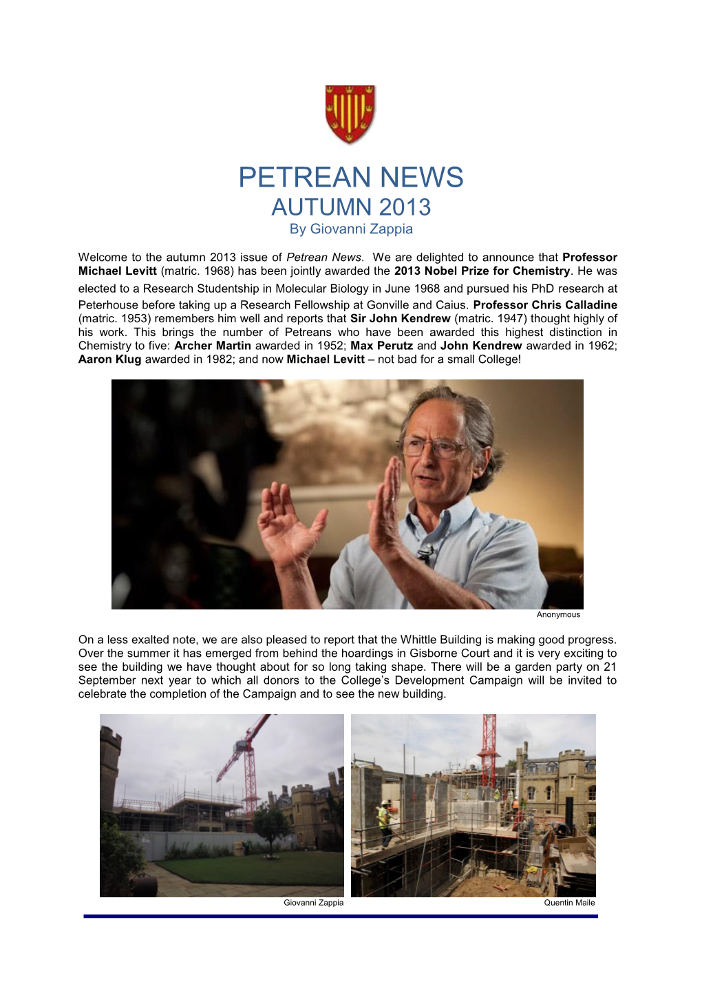 PETREAN NEWS AUTUMN 2013 by Giovanni Zappia