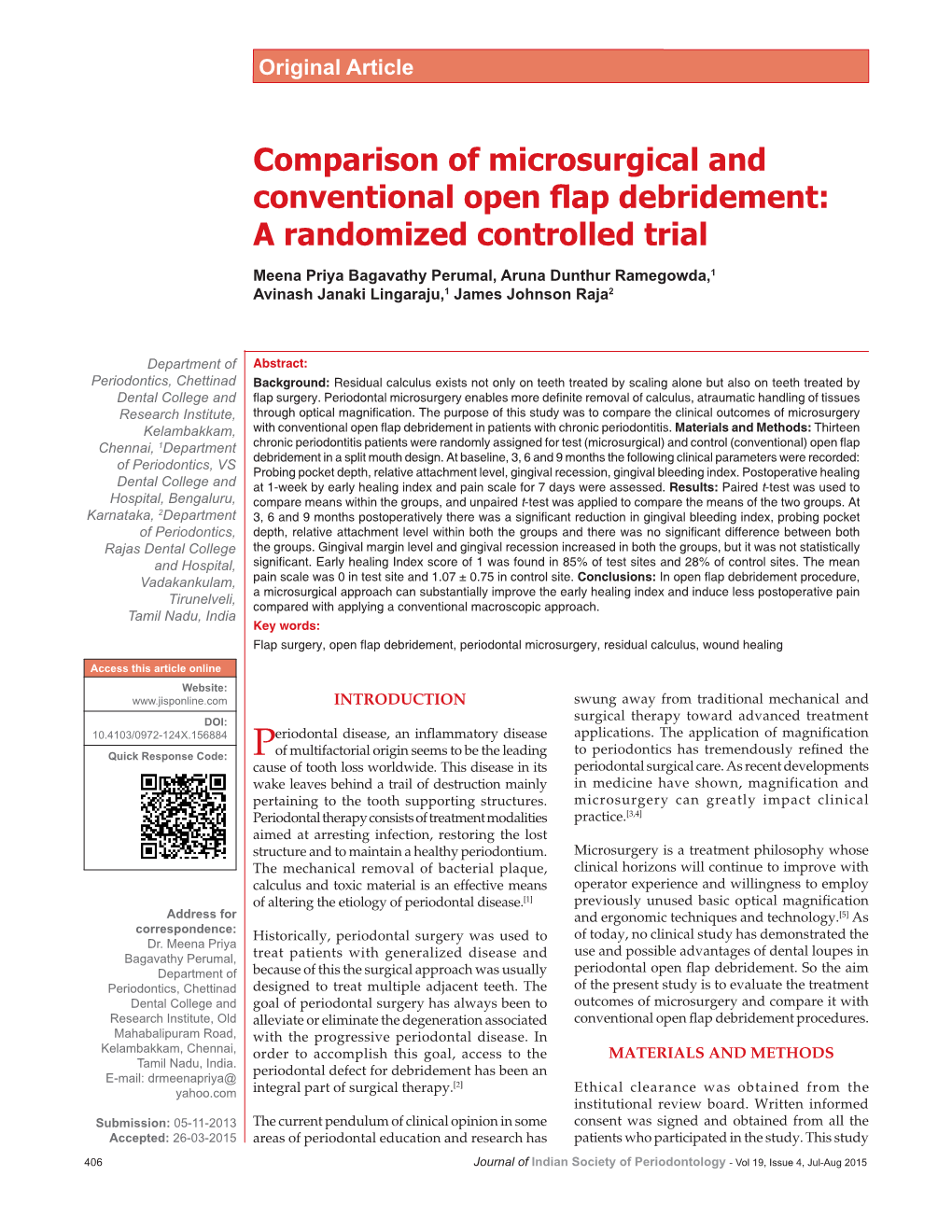 Comparison of Microsurgical and Conventional Open Flap Debridement