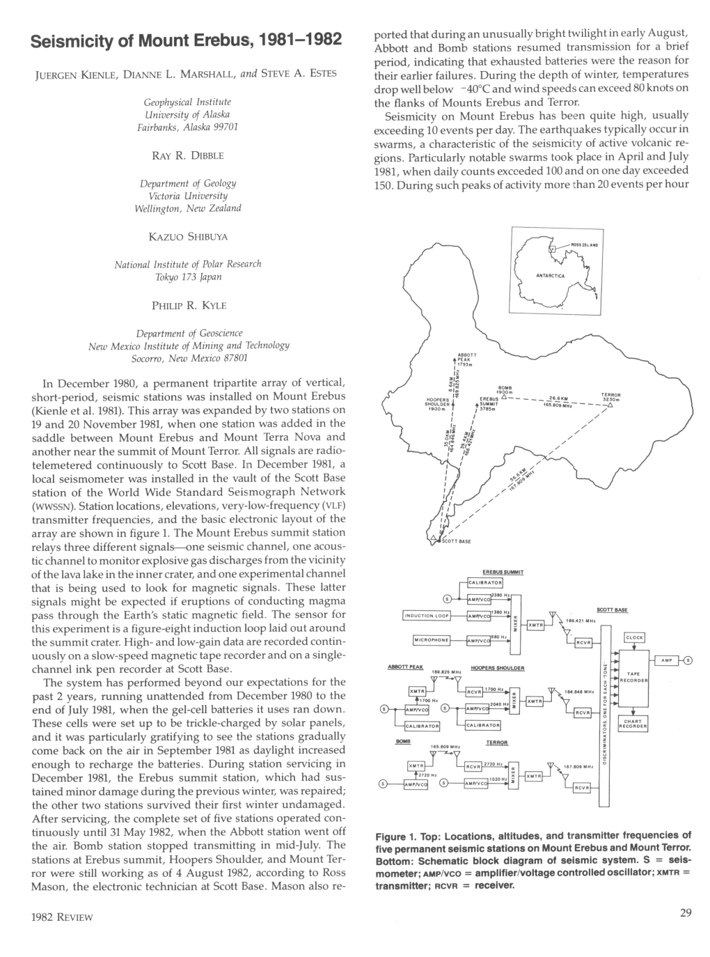 Seismicity of Mount Erebus, 1981-1982