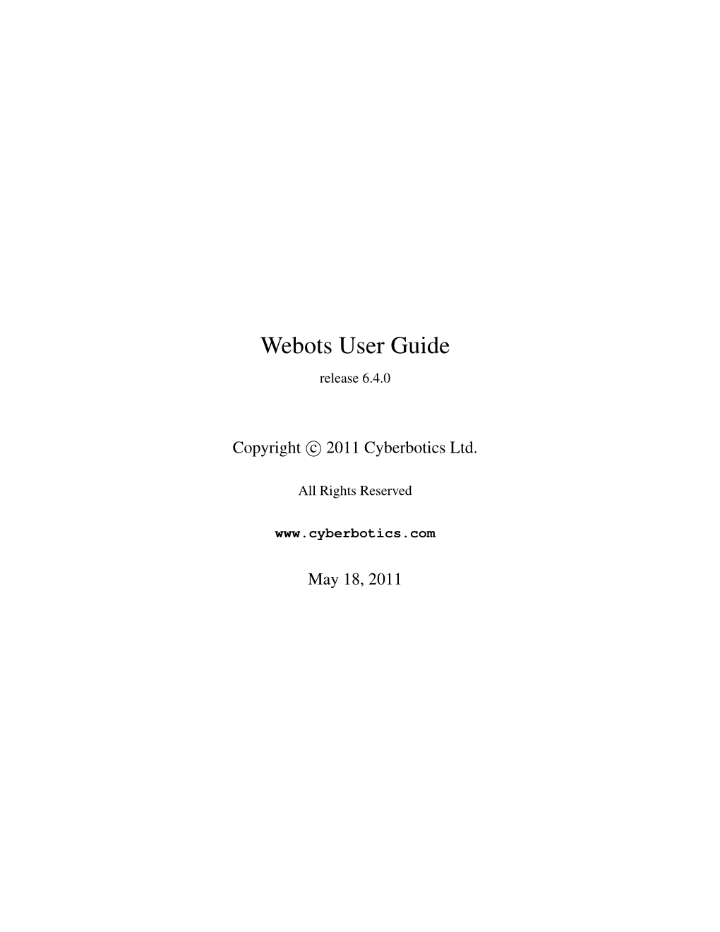 Webots User Guide Release 6.4.0
