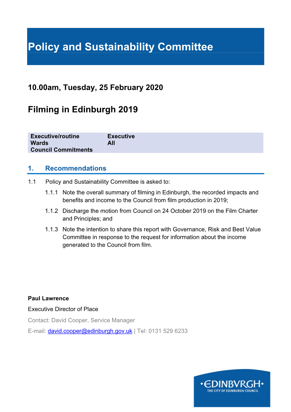 Filming in Edinburgh 2019