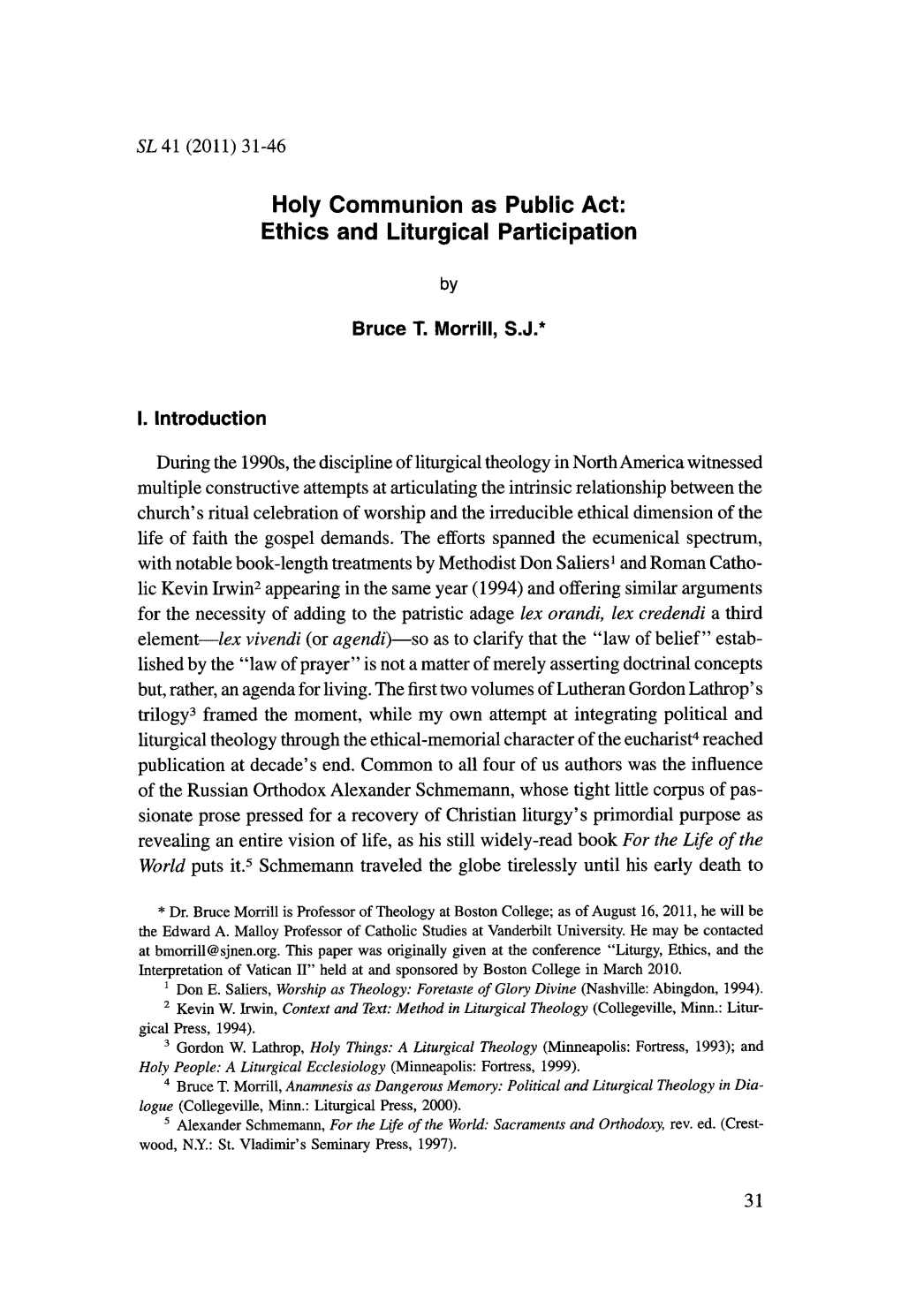 Holy Communion As Public Act: Ethics and Liturgical Participation