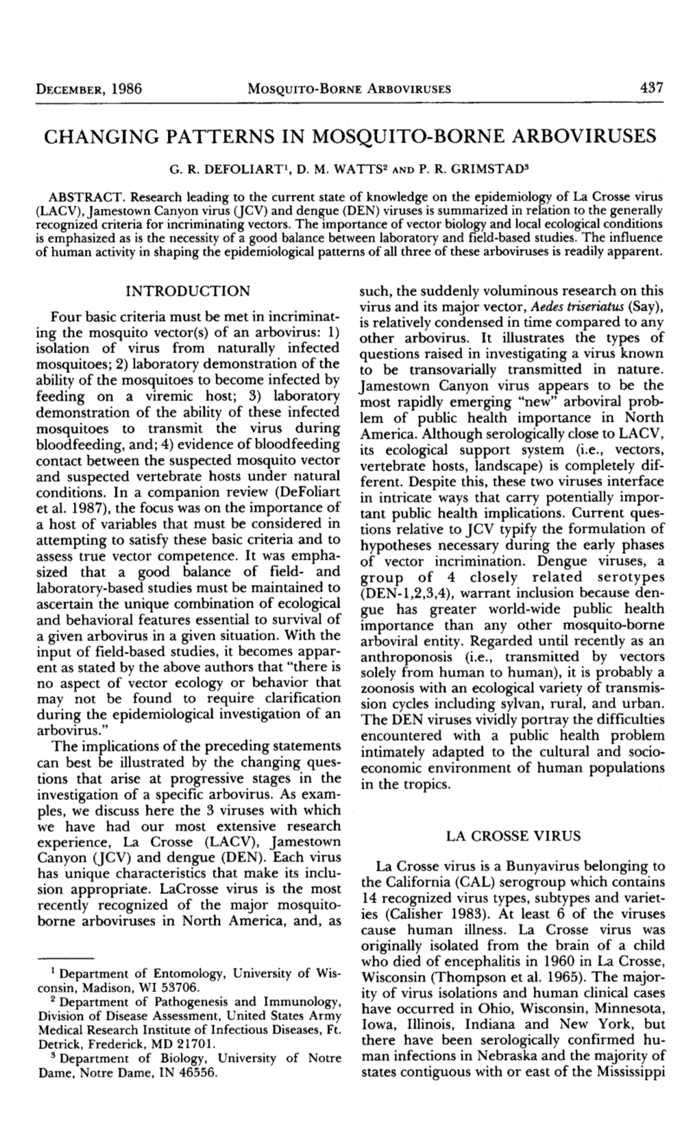 Changing Patterns in Mosquito-Borne Arboviruses