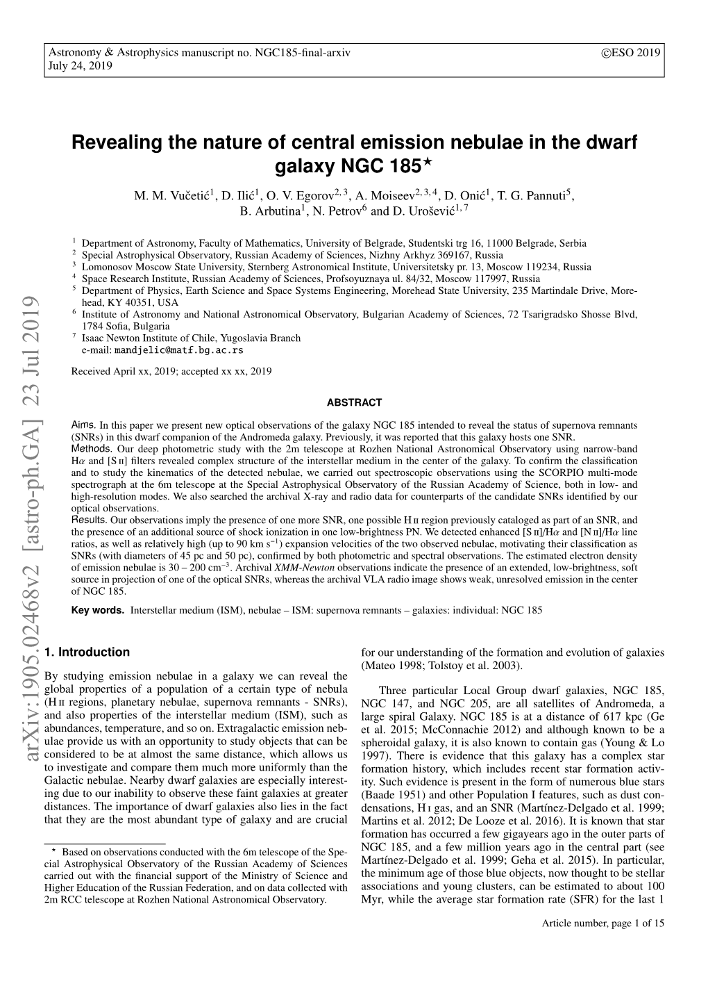 Arxiv:1905.02468V2 [Astro-Ph.GA] 23 Jul 2019